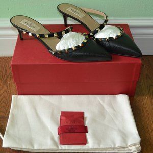 Valentino Garavani Rockstud Kitten Mules Shoes